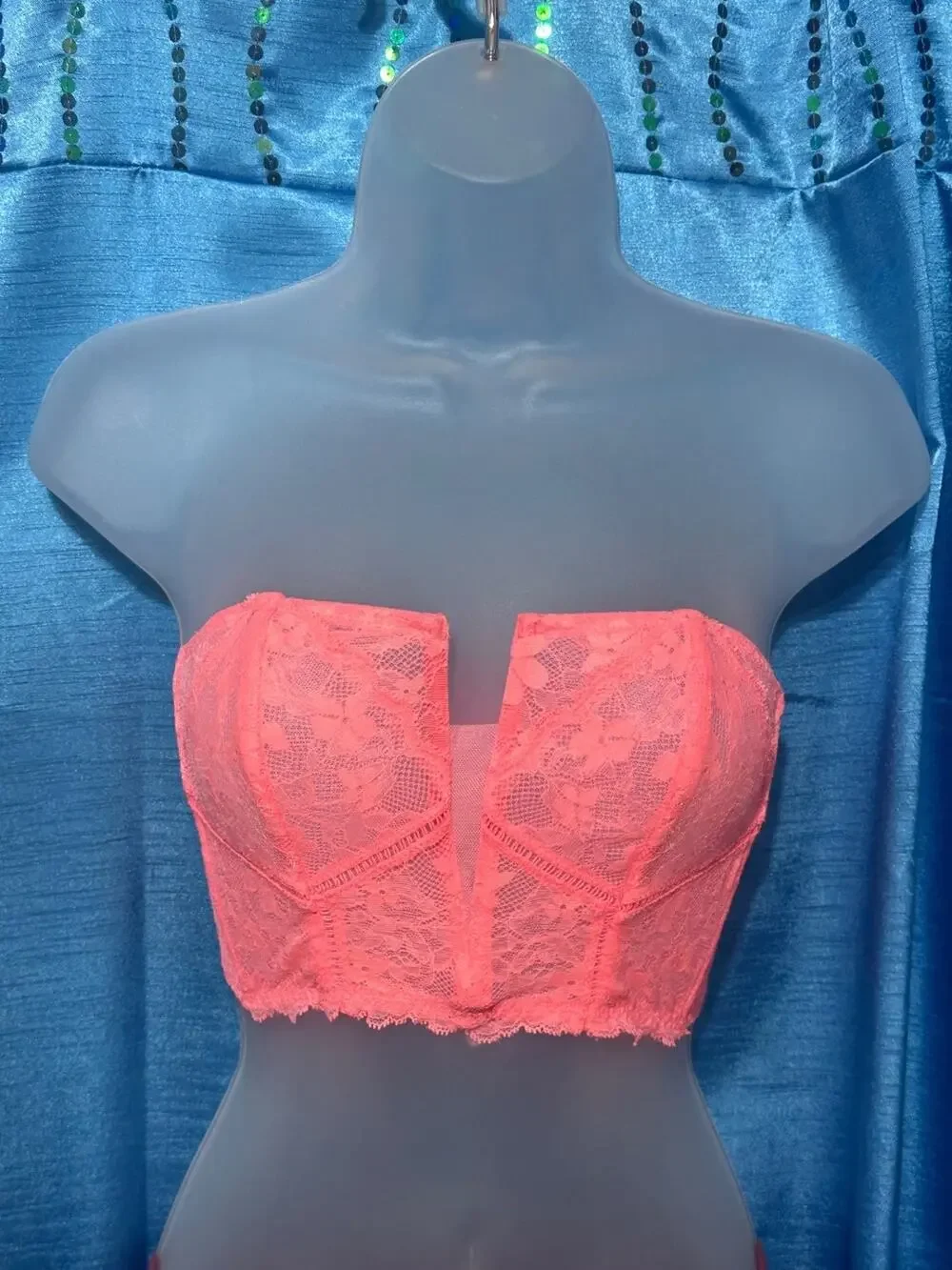 Victoria's Secret Corset Crop Top Bra Dream Angels Womens XS Pink Body Boning